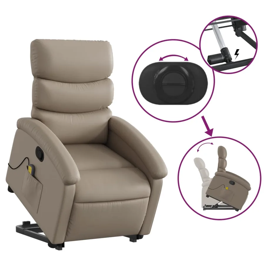 Fauteuil inclinable de massage Cappuccino Similicuir - 5