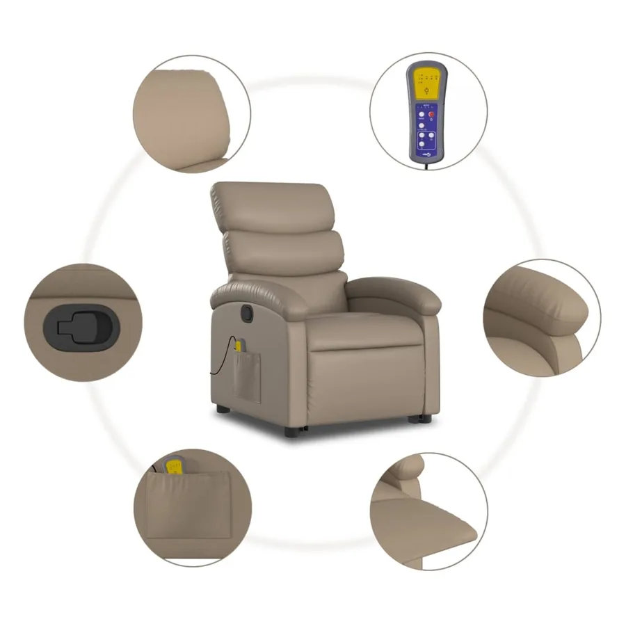 Fauteuil inclinable de massage Cappuccino Similicuir - 7