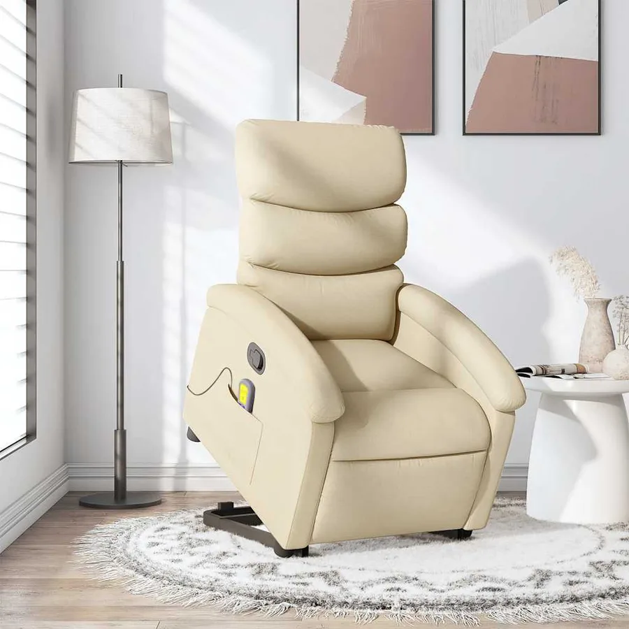 Fauteuil inclinable de massage Crème Tissu - 16