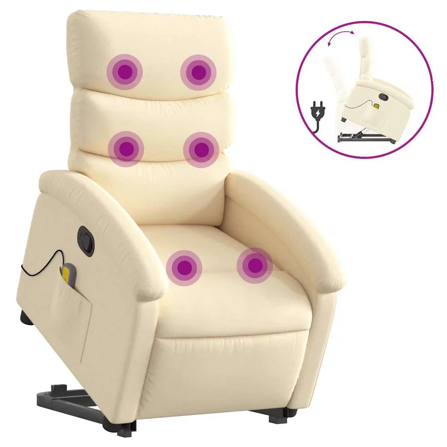 Fauteuil inclinable de massage Crème Tissu - 2