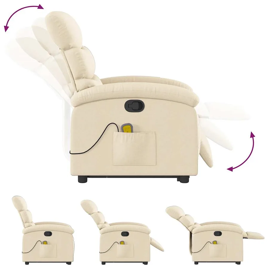 Fauteuil inclinable de massage Crème Tissu - 7