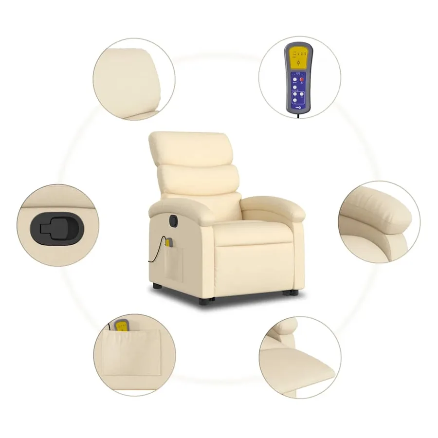Fauteuil inclinable de massage Crème Tissu - 8