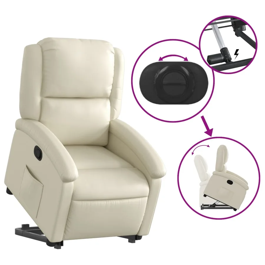 Fauteuil inclinable Crème Similicuir - 6