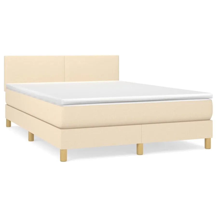 Sommier à lattes de lit avec matelas Crème 140x190 cm Tissu - 2