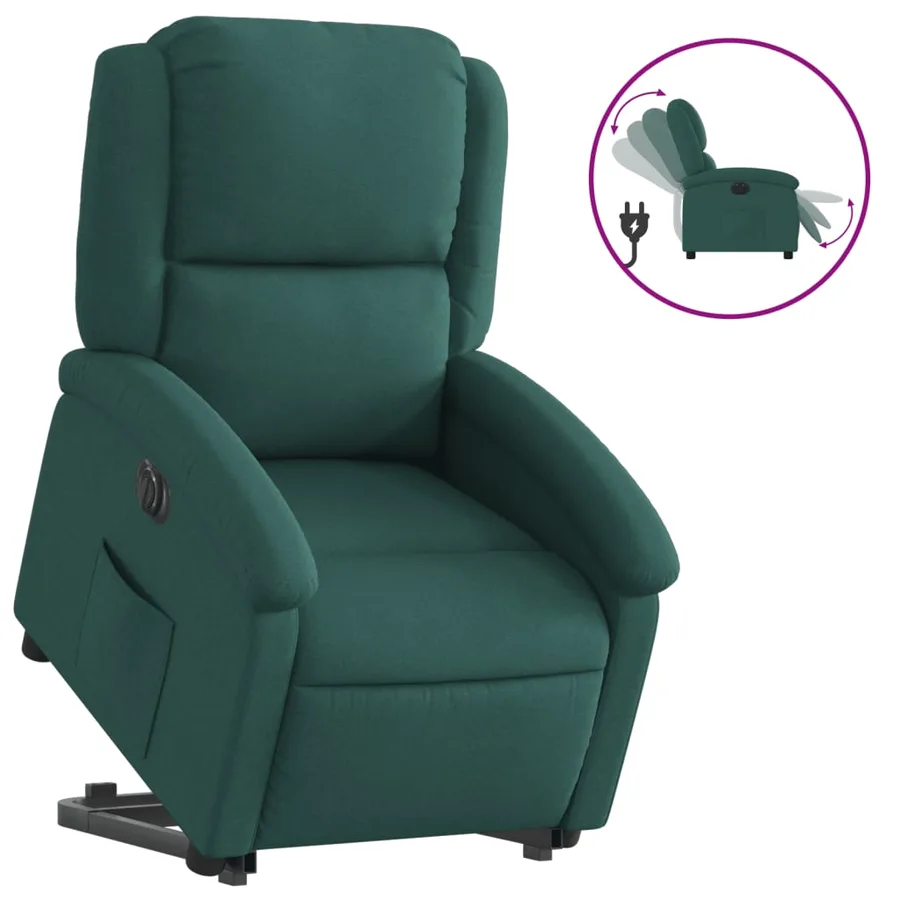 Fauteuil inclinable électrique vert foncé tissu - 2