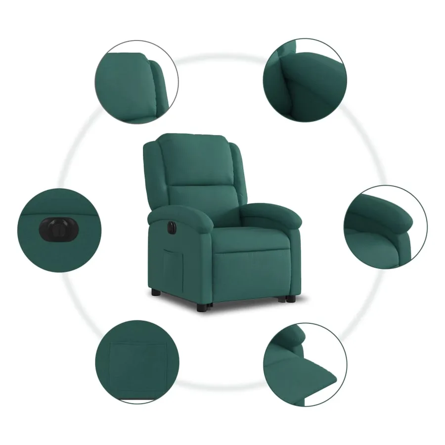 Fauteuil inclinable électrique vert foncé tissu - 8