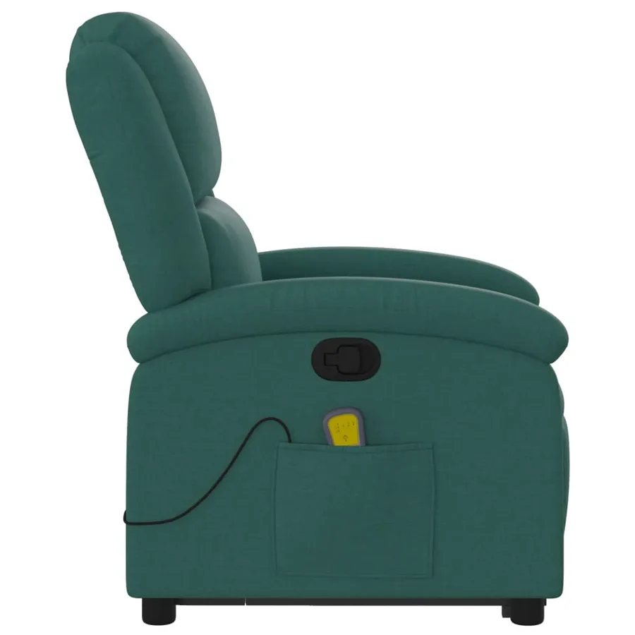 Fauteuil inclinable de massage Vert foncé Tissu - 10