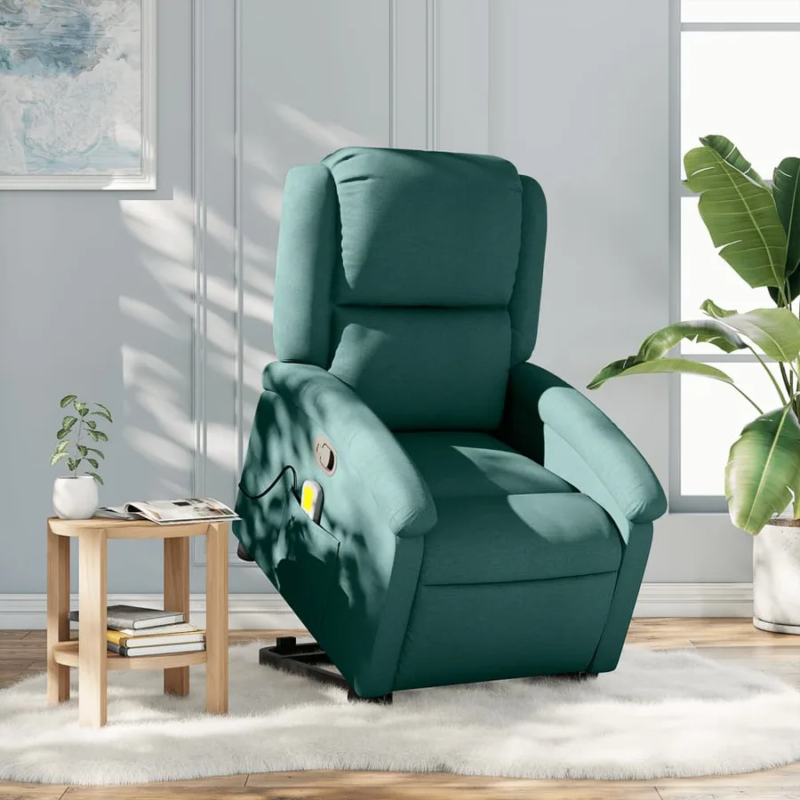 Fauteuil inclinable de massage Vert foncé Tissu - 16