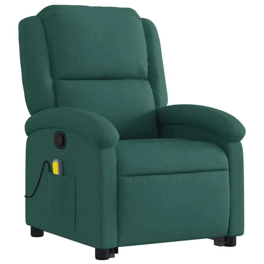Fauteuil inclinable de massage Vert foncé Tissu - 4