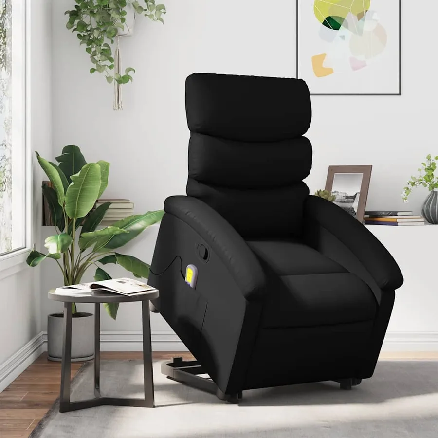 Fauteuil inclinable de massage Noir Similicuir - 15