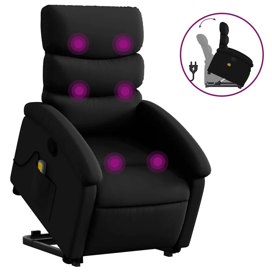 Fauteuil inclinable de massage Noir Similicuir - 2