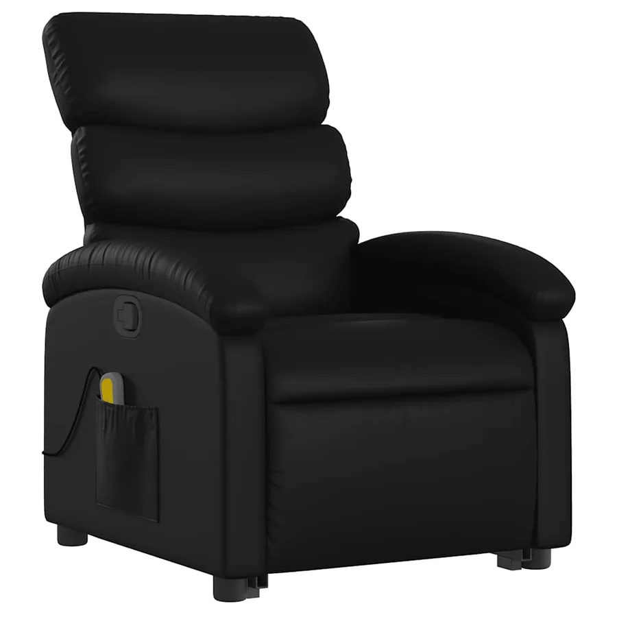 Fauteuil inclinable de massage Noir Similicuir - 4