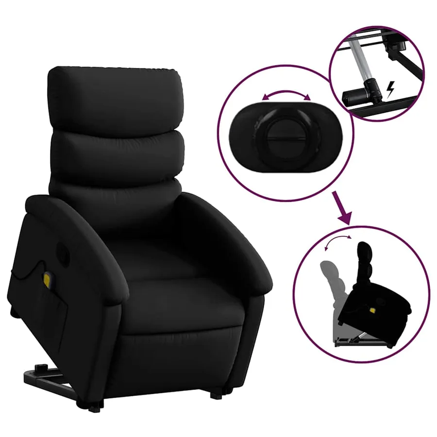 Fauteuil inclinable de massage Noir Similicuir - 6