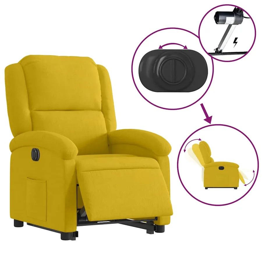 Fauteuil inclinable électrique jaune Velours - 6