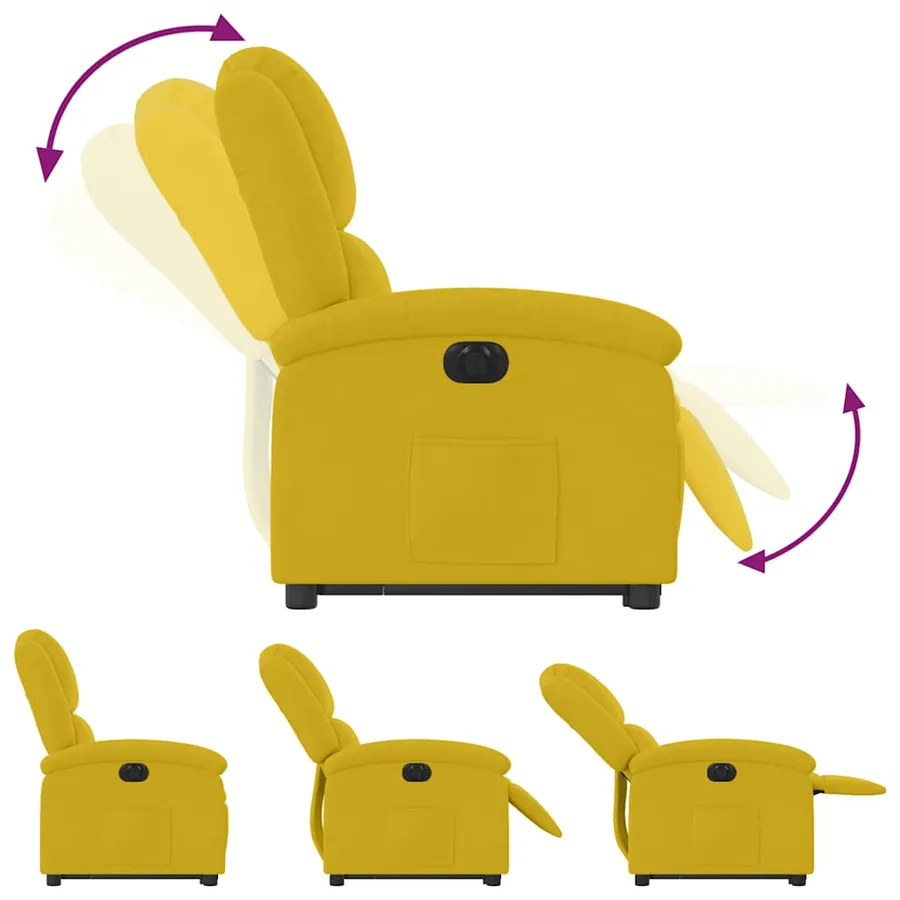 Fauteuil inclinable électrique jaune Velours - 7