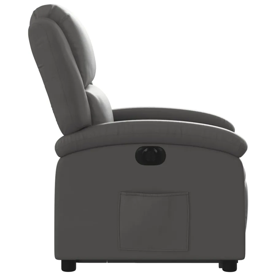 Fauteuil inclinable électrique gris cuir véritable - 10