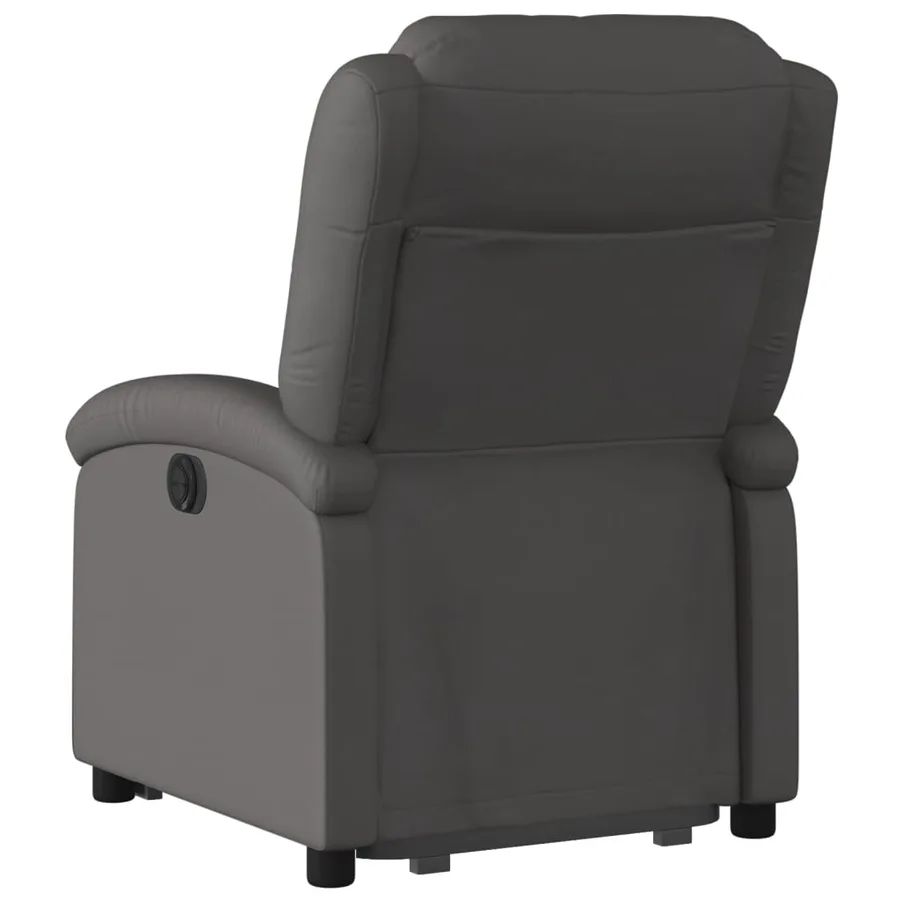 Fauteuil inclinable électrique gris cuir véritable - 5