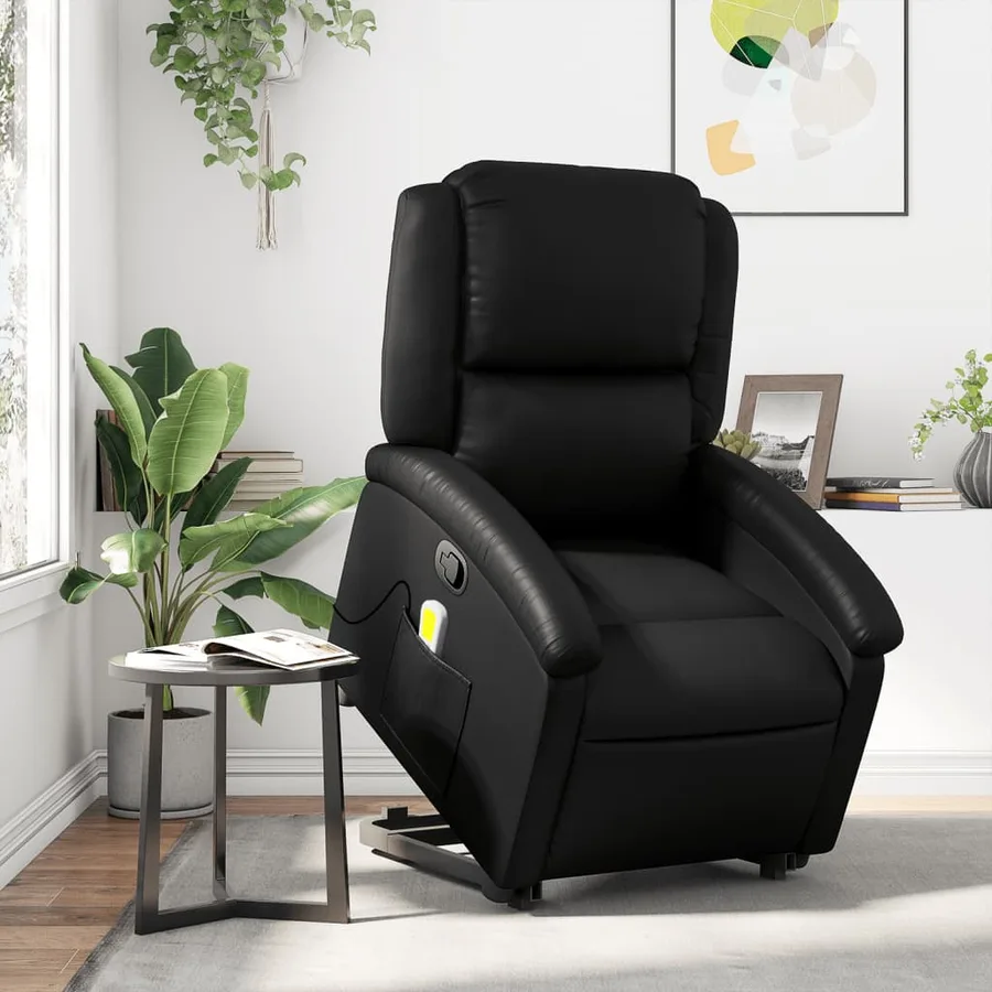Fauteuil inclinable de massage Noir Similicuir - 15