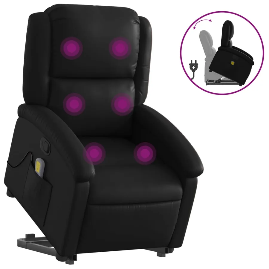 Fauteuil inclinable de massage Noir Similicuir - 2
