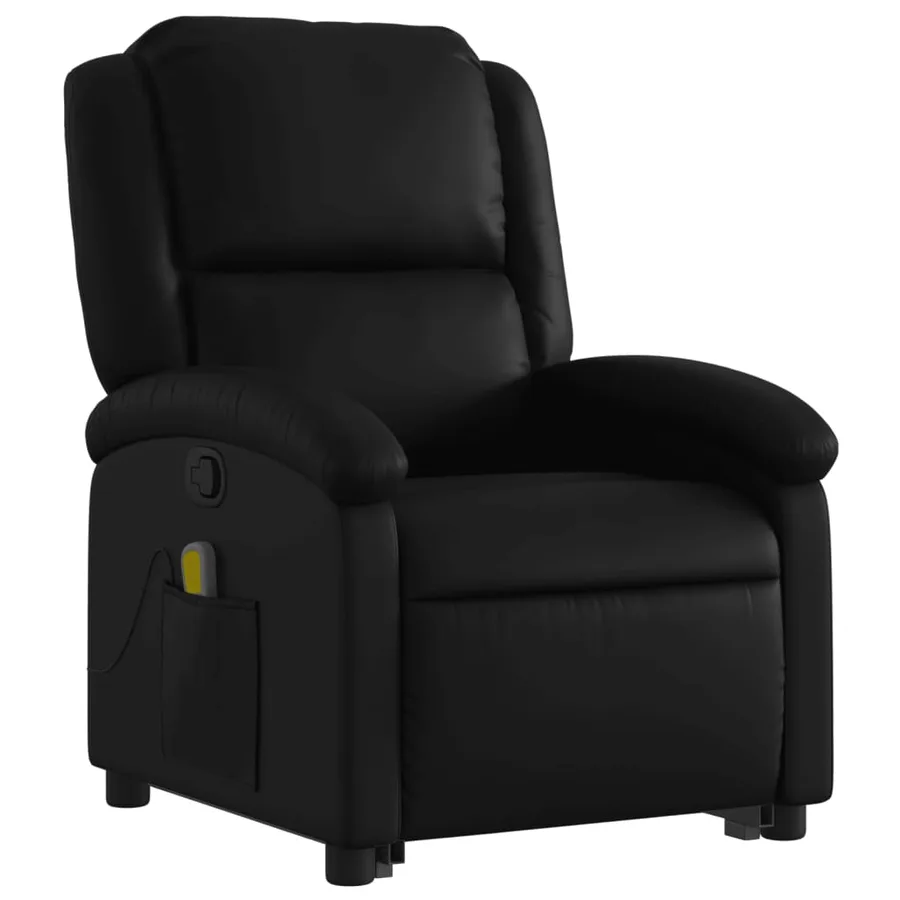 Fauteuil inclinable de massage Noir Similicuir - 4