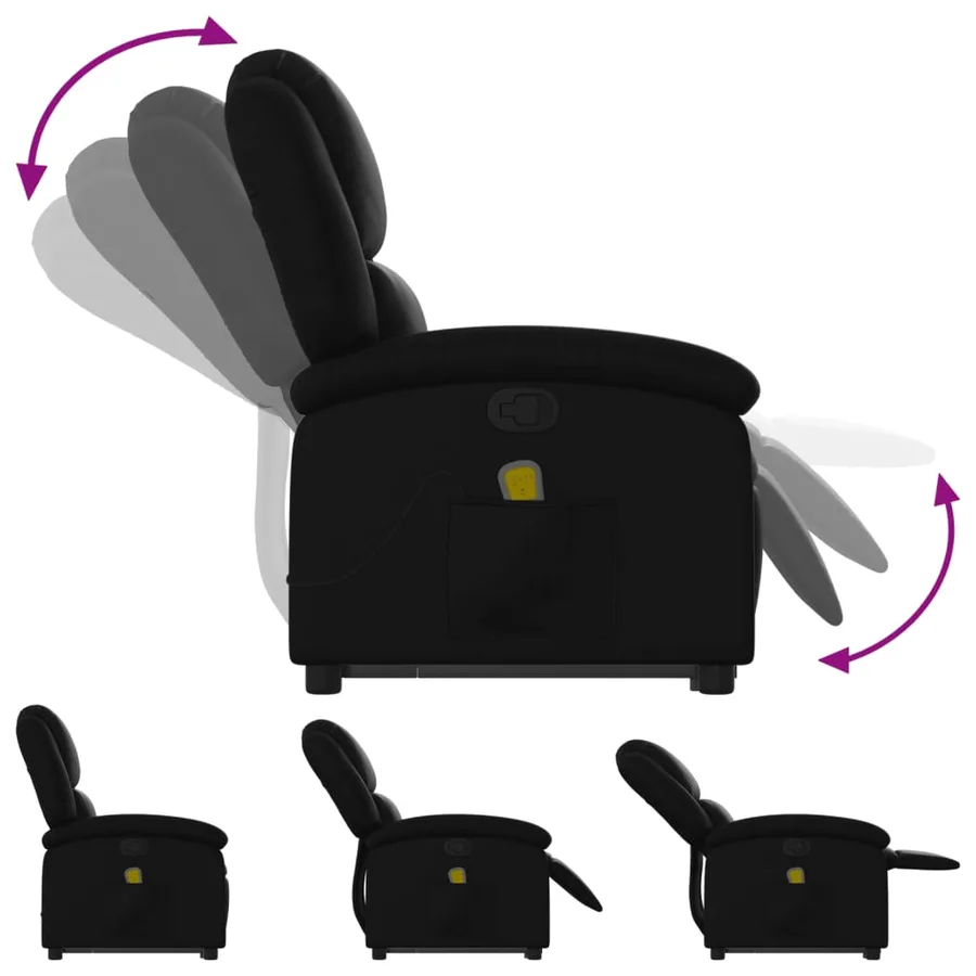 Fauteuil inclinable de massage Noir Similicuir - 7