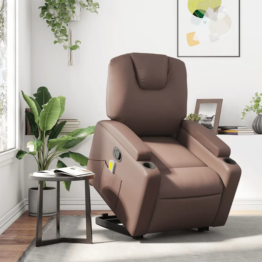 Fauteuil inclinable de massage Marron Similicuir - 16