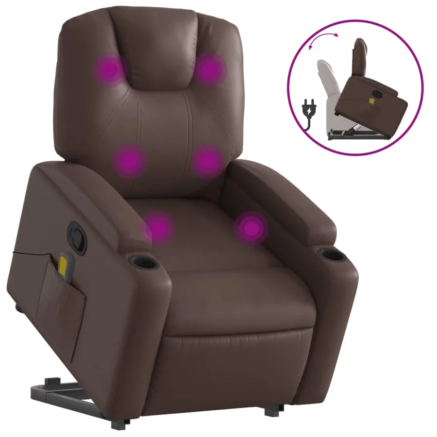Fauteuil inclinable de massage Marron Similicuir - 2