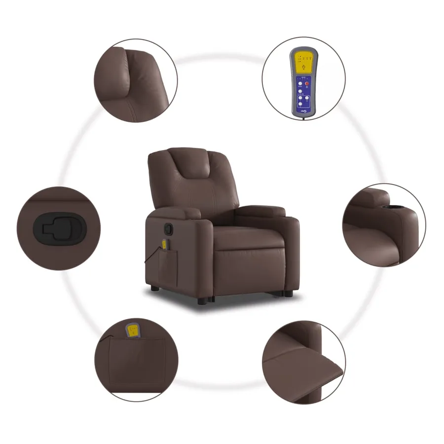 Fauteuil inclinable de massage Marron Similicuir - 8