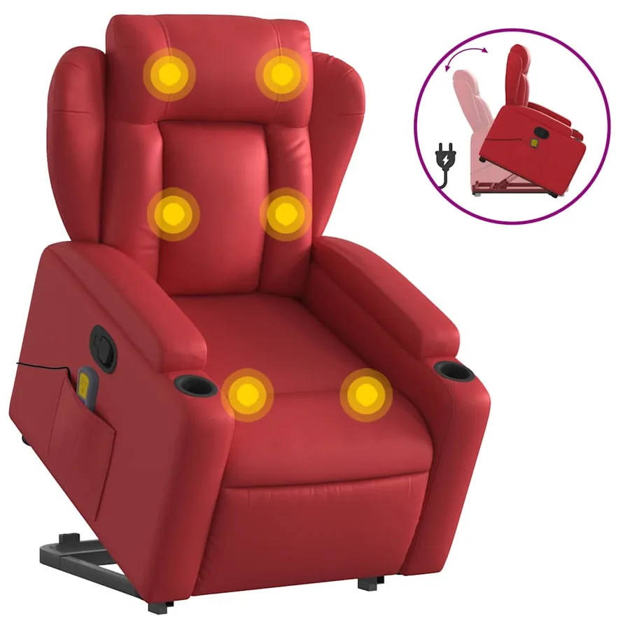 Fauteuil inclinable de massage Rouge Similicuir - 2