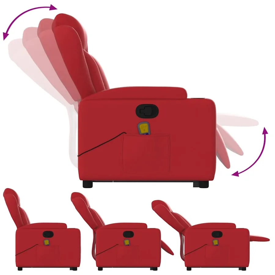 Fauteuil inclinable de massage Rouge Similicuir - 7
