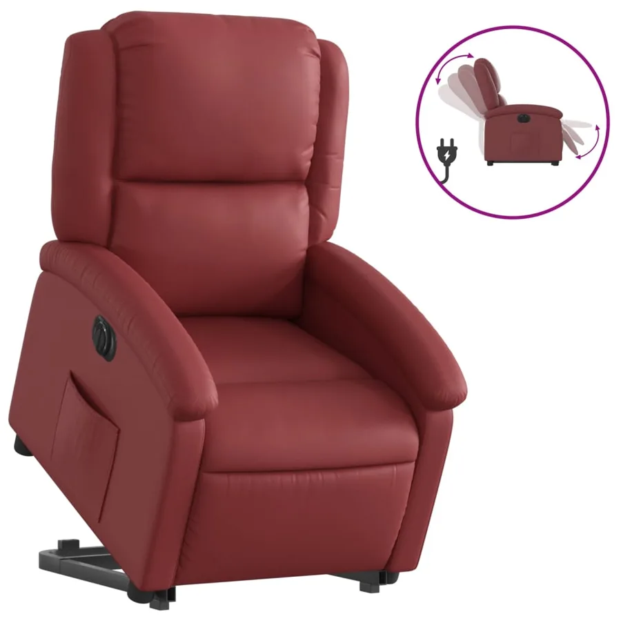 Fauteuil inclinable électrique rouge bordeaux similicuir - 2
