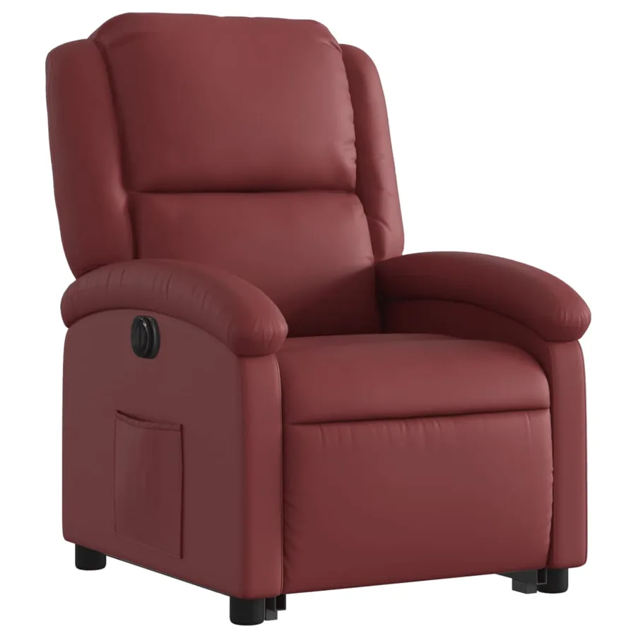 Fauteuil inclinable électrique rouge bordeaux similicuir - 4