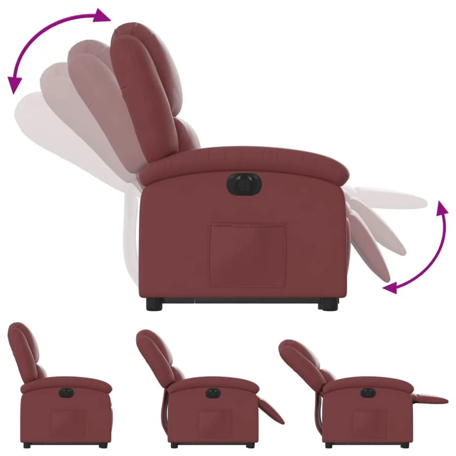 Fauteuil inclinable électrique rouge bordeaux similicuir - 7