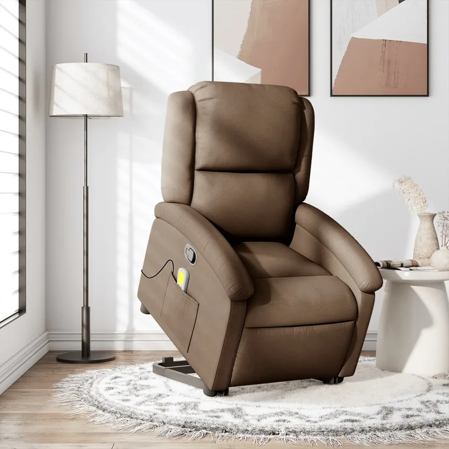 Fauteuil de massage inclinable Marron Tissu - 16