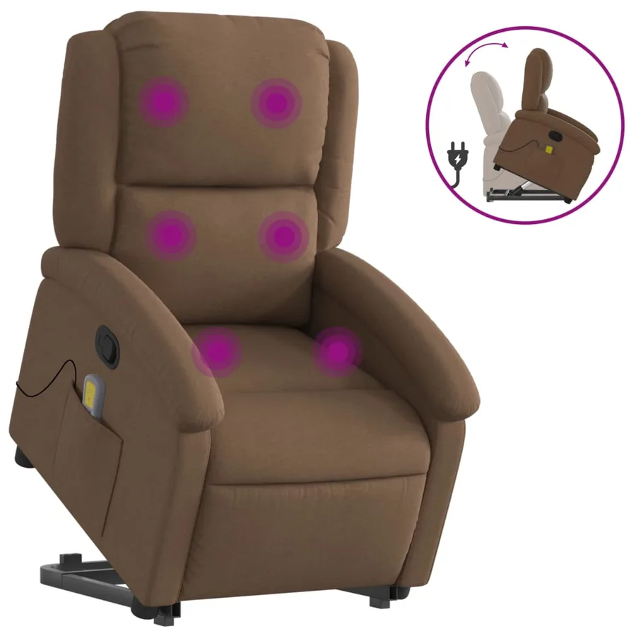 Fauteuil de massage inclinable Marron Tissu - 2