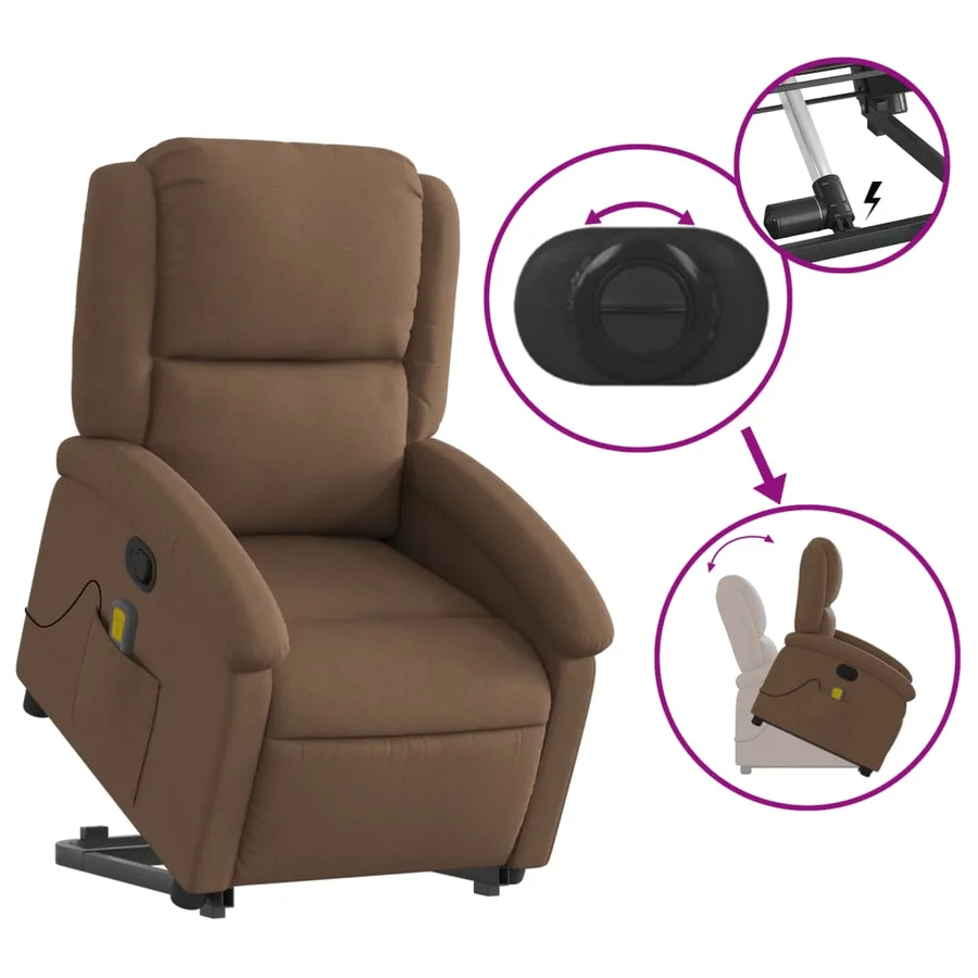 Fauteuil de massage inclinable Marron Tissu - 6