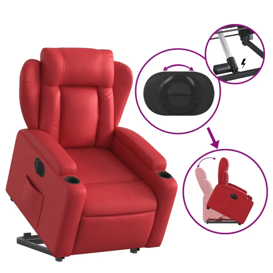 Fauteuil inclinable électrique rouge similicuir - 11