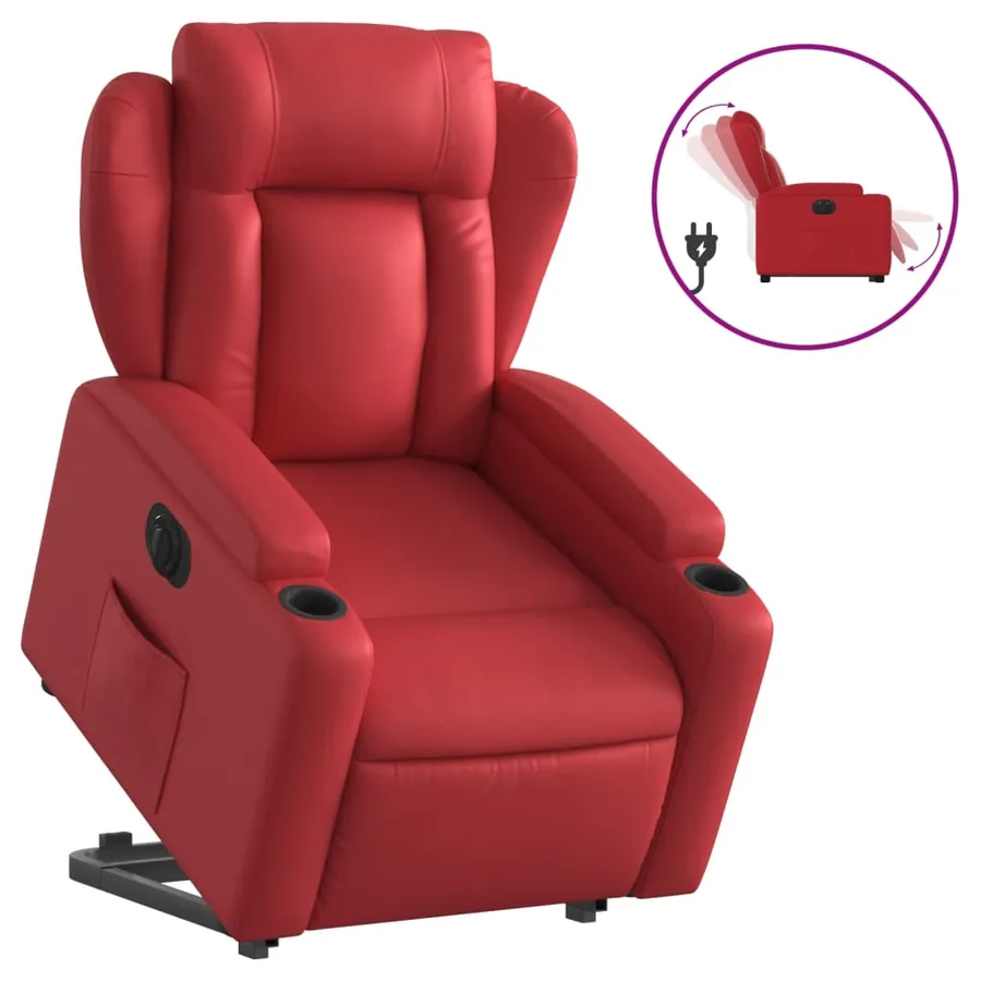 Fauteuil inclinable électrique rouge similicuir - 2