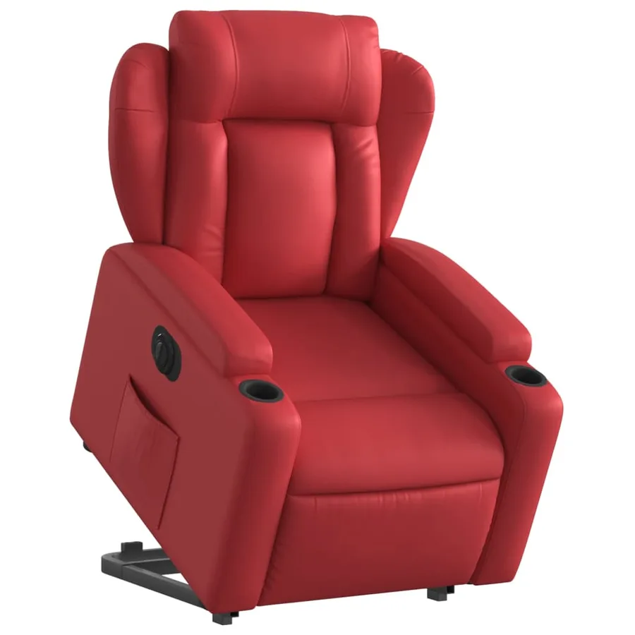 Fauteuil inclinable électrique rouge similicuir - 3