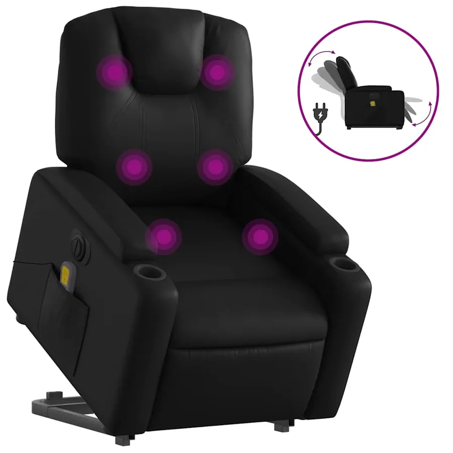 Fauteuil inclinable de massage électrique noir similicuir - 2