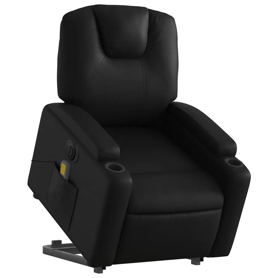 Fauteuil inclinable de massage électrique noir similicuir - 3