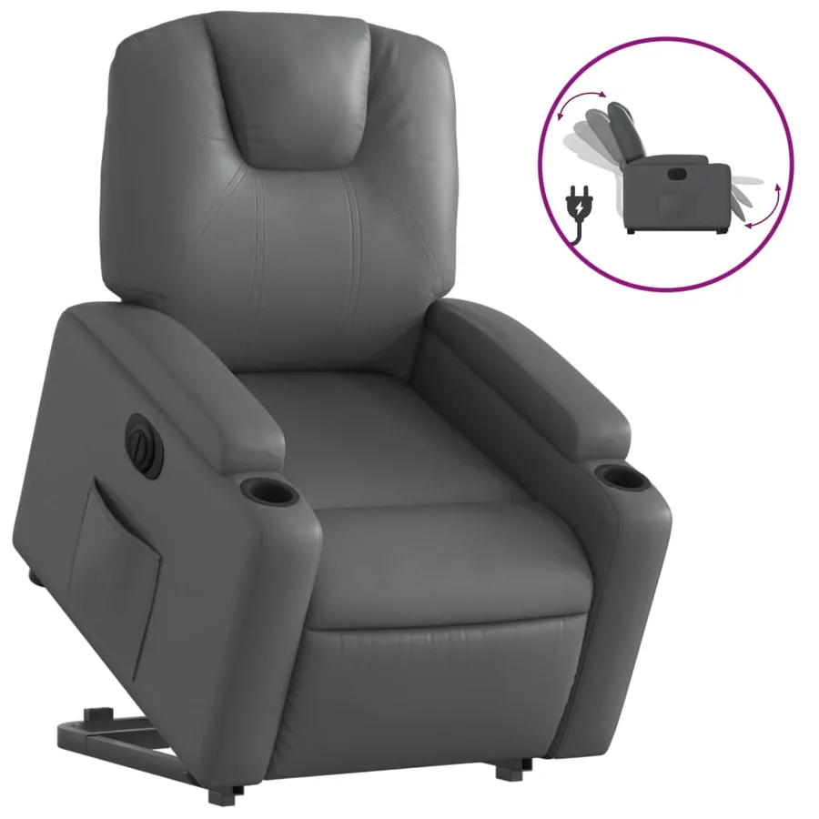 Fauteuil inclinable électrique gris similicuir - 2