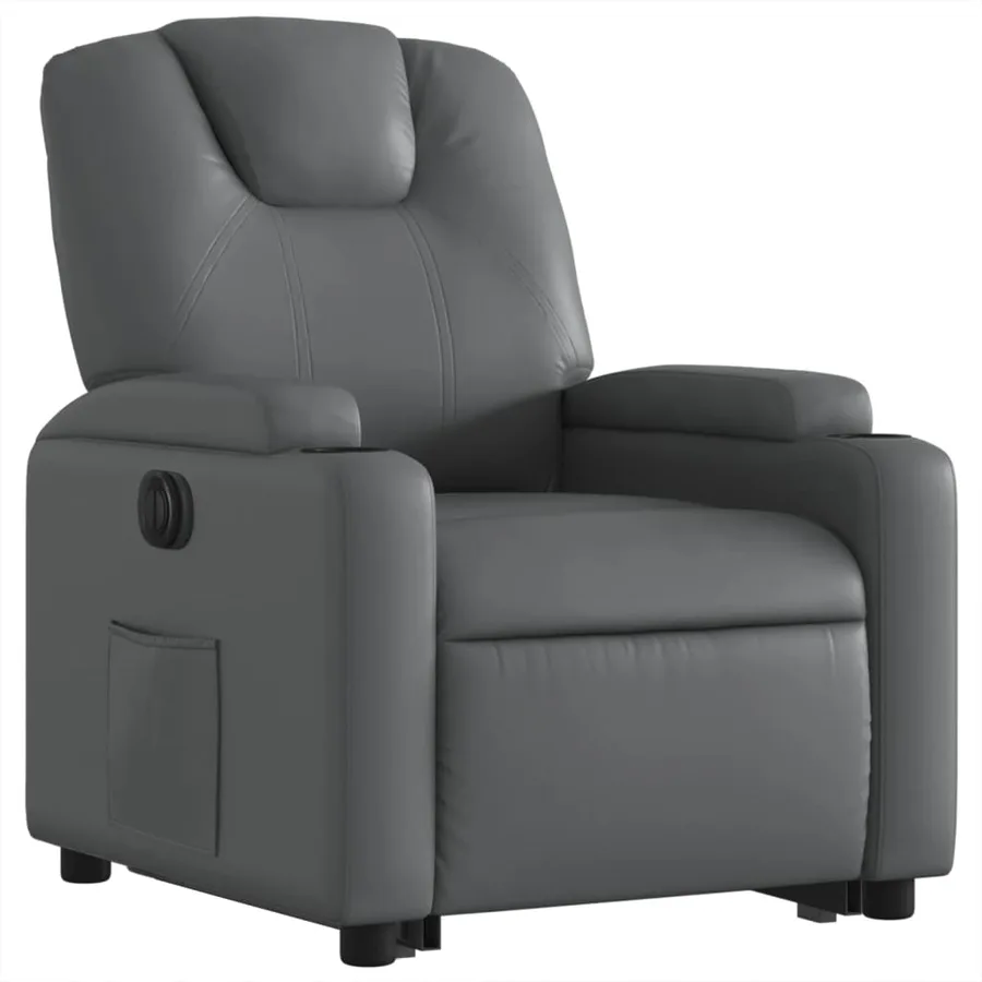 Fauteuil inclinable électrique gris similicuir - 4