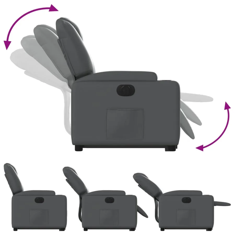 Fauteuil inclinable électrique gris similicuir - 7