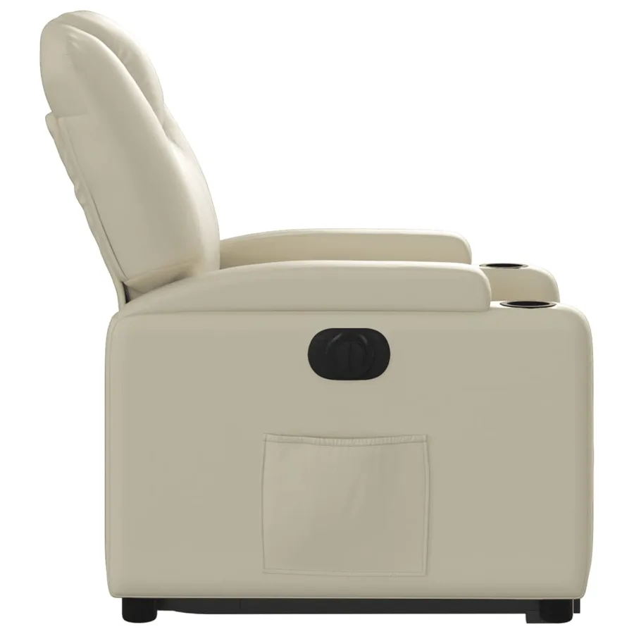 Fauteuil inclinable électrique crème similicuir - 10