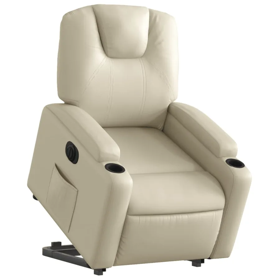 Fauteuil inclinable électrique crème similicuir - 3