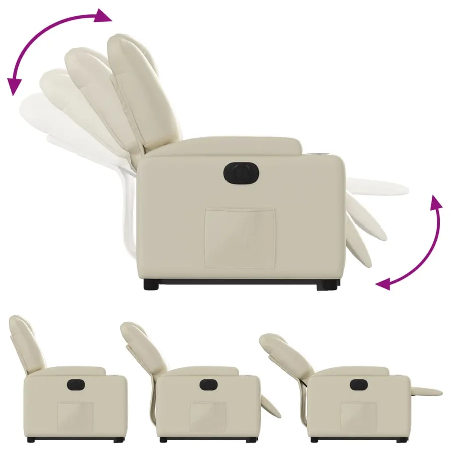 Fauteuil inclinable électrique crème similicuir - 7