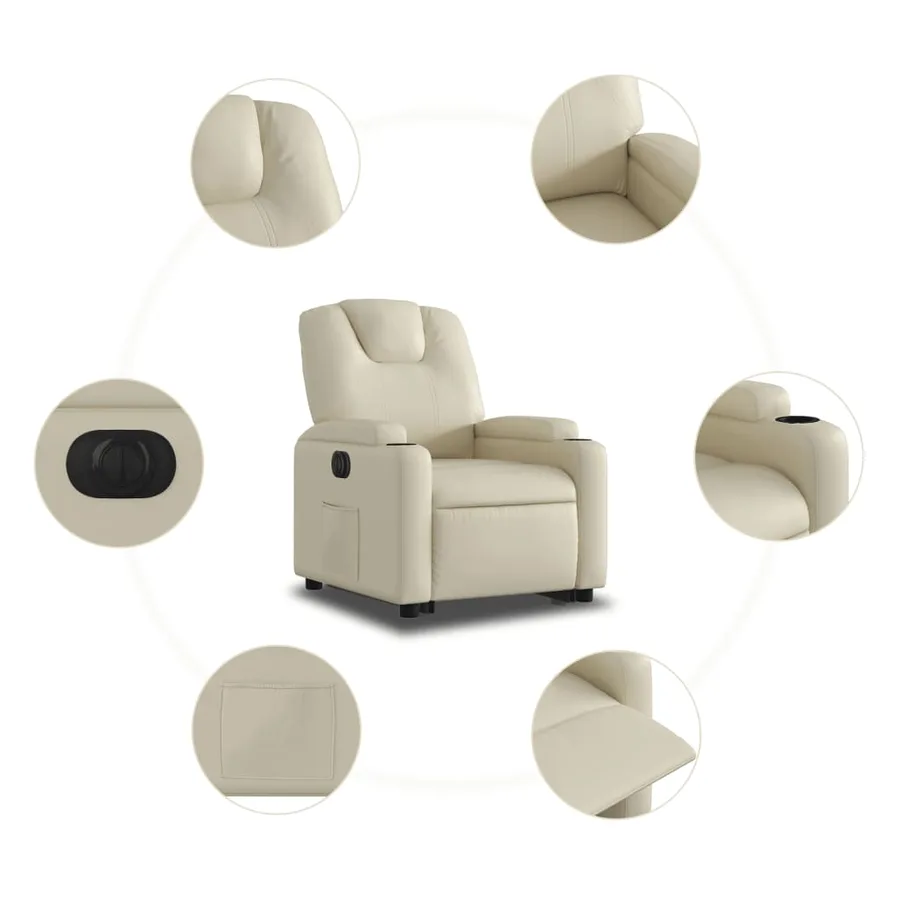 Fauteuil inclinable électrique crème similicuir - 8