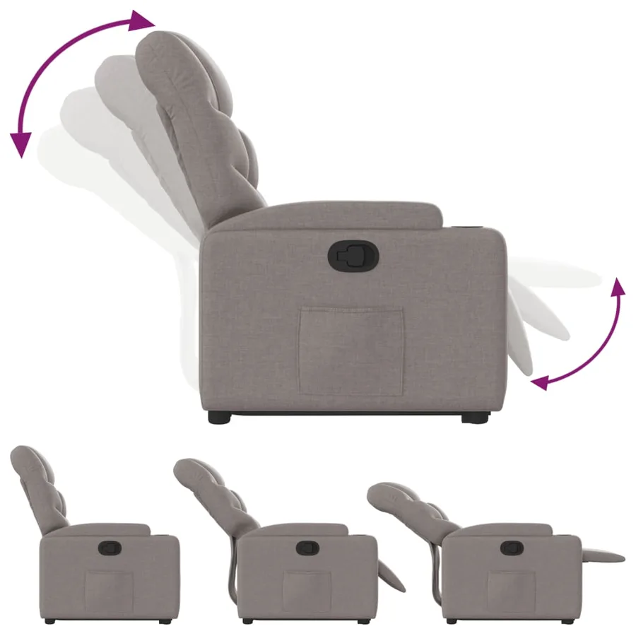 Fauteuil inclinable taupe tissu - 7