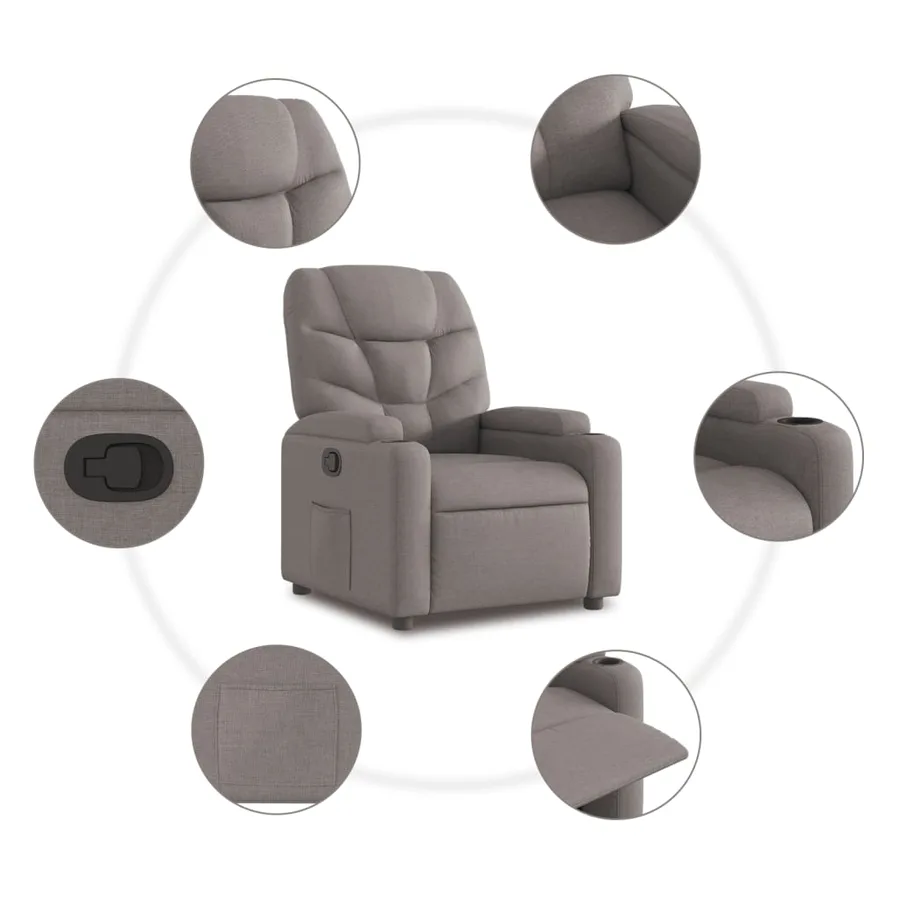 Fauteuil inclinable taupe tissu - 8